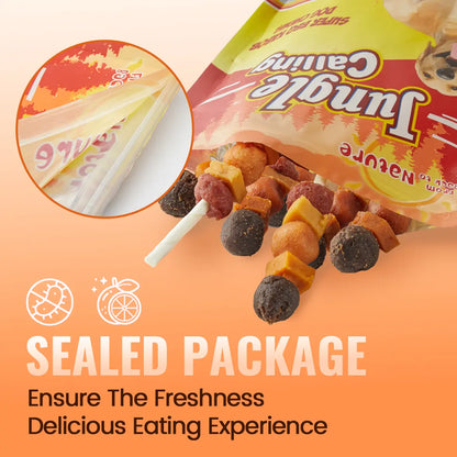 「Buy 1 Get 1 Free」(397G Only) Jungle Calling Chicken, Duck, Beef, Sweet Potato & Pumpkin Kabob Dog Treats, Multi-Flavor Dog Chews, Rawhide Sticks, Chew Sticks, Kabob Treats, Pet Snacks, Reward Treats, Training Treats, Dog Snack Sticks,