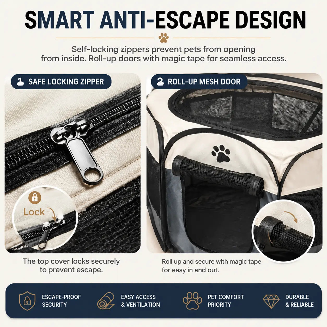 Dog Cat Playpen, Puppy Pet Playpen Indoor for Small Dog Crate Tent Cage Outdoor, Portable Pop up Dogs Enclosure Kennel with Carrying Case for Dogs/Cats/Rabbits