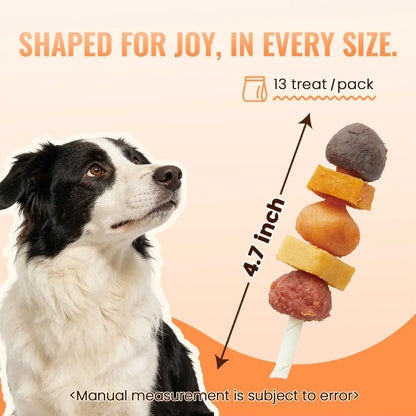 「Buy 1 Get 1 Free」(397G Only) Jungle Calling Chicken, Duck, Beef, Sweet Potato & Pumpkin Kabob Dog Treats, Multi-Flavor Dog Chews, Rawhide Sticks, Chew Sticks, Kabob Treats, Pet Snacks, Reward Treats, Training Treats, Dog Snack Sticks,