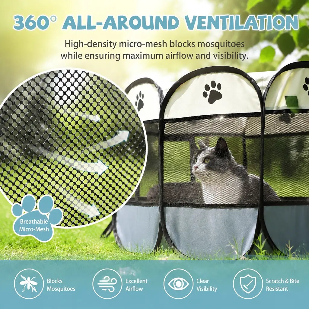 Dog Cat Playpen, Puppy Pet Playpen Indoor for Small Dog Crate Tent Cage Outdoor, Portable Pop up Dogs Enclosure Kennel with Carrying Case for Dogs/Cats/Rabbits