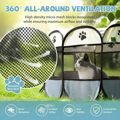 Dog Cat Playpen, Puppy Pet Playpen Indoor for Small Dog Crate Tent Cage Outdoor, Portable Pop up Dogs Enclosure Kennel with Carrying Case for Dogs/Cats/Rabbits